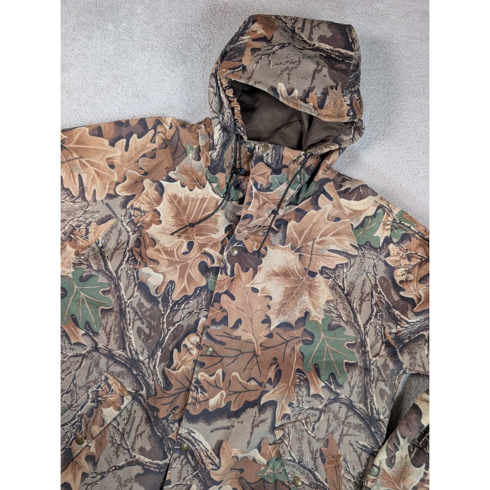 Cabelas Dry Plus Advantage Camo Hunting Jacket Mens XL Made in USA Hooded Parka